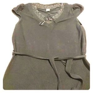 Ribbed cap sleeve tie waist Sweater L 14